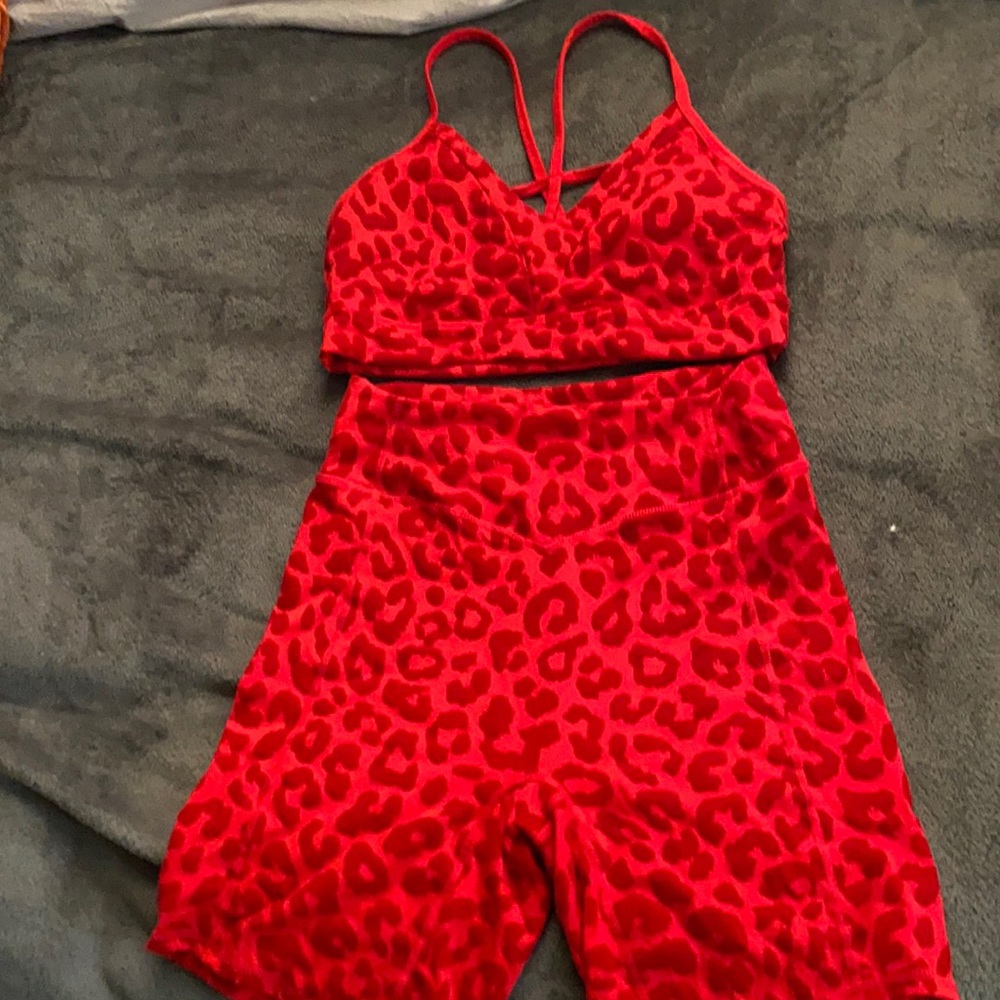 Balance Athletica cheetah print red set